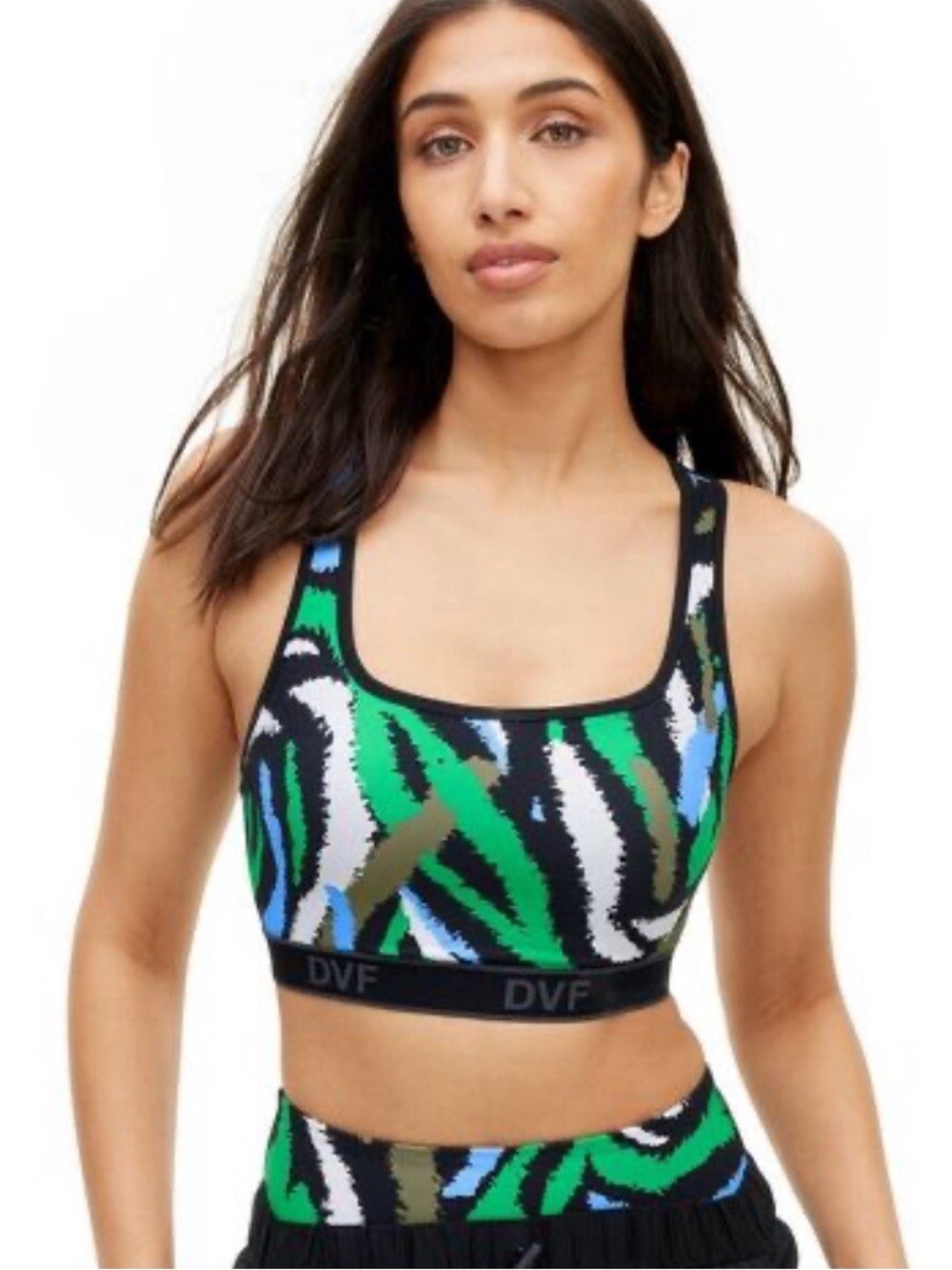 DVF FOR TARGET DISCO Green Blue Black  zebra print sports bra XL